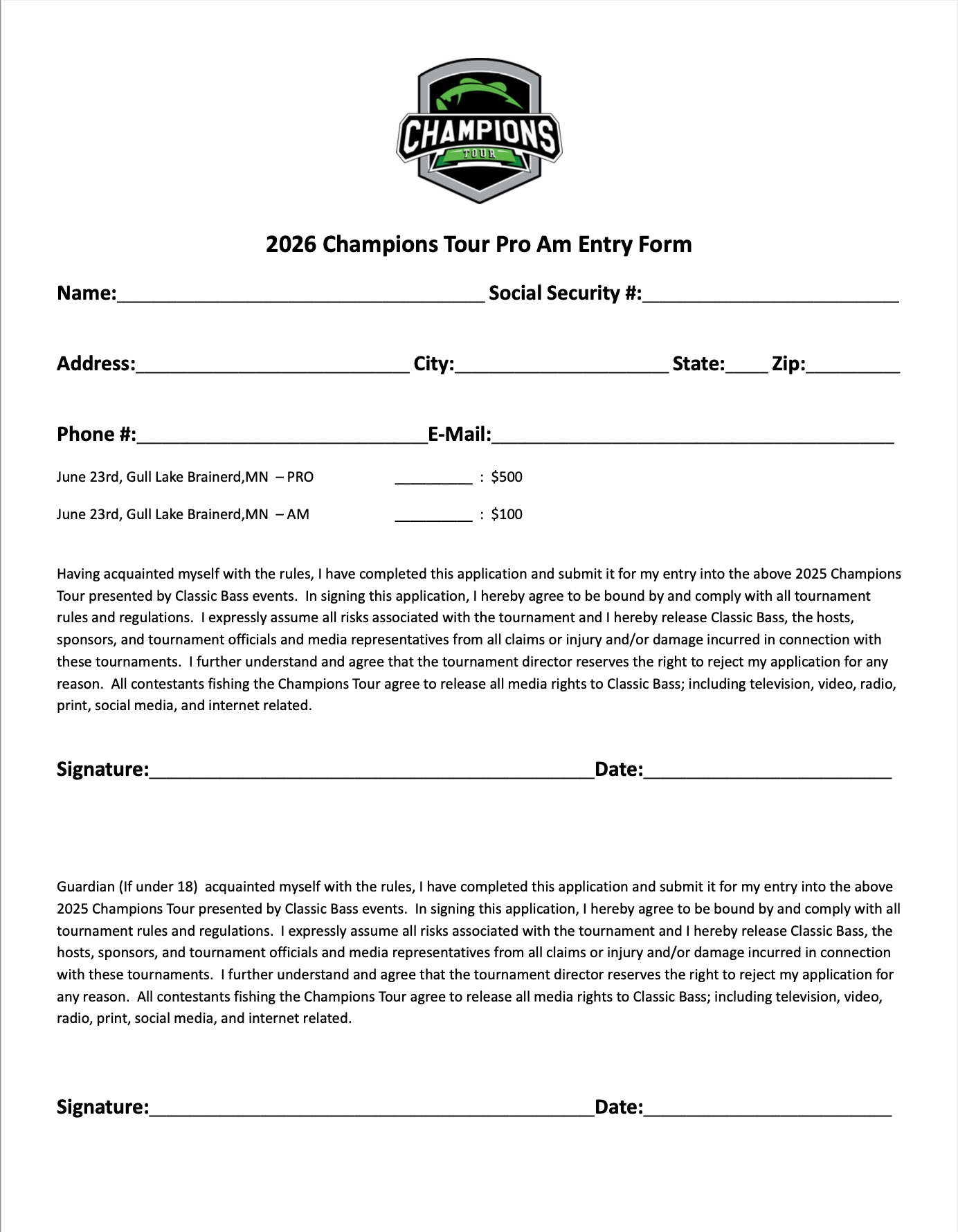 2026 Pro Am Registration - PRO Division